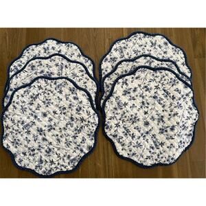Shabby Chic Reversible Blue and White Floral Placemats Set of 6
